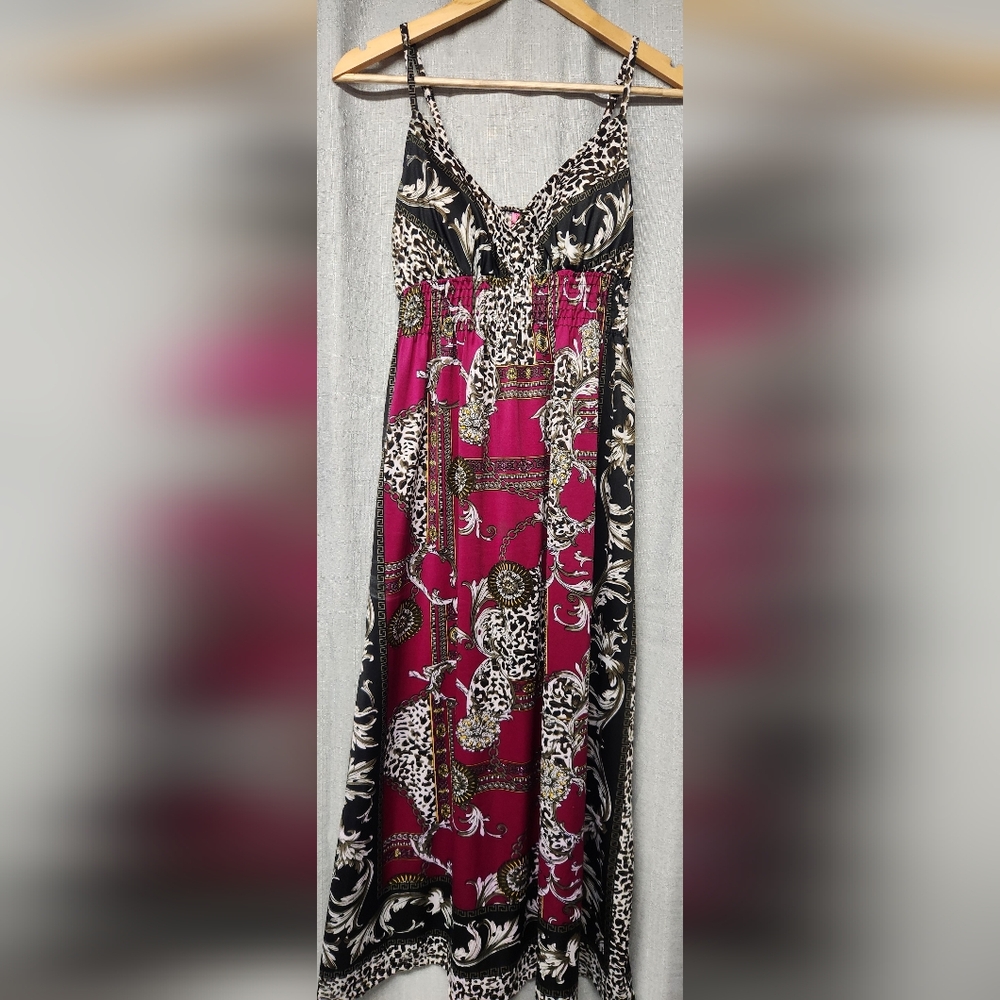 She's Cool - Women's long sundress maxi dress Size Large - Burgundy